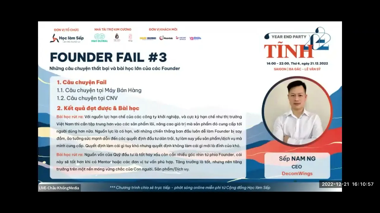Outline Video Học làm Sếp | Founder Fail #3 - Sếp Nam Ng - CEO Moonlab