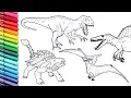 Drawing and Coloring Dinosaurs Big Collection - Jurassic Park Dinosaurs Color Pages for Kids