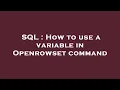SQL How to use a variable in Openrowset command