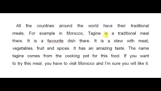 مراجعة لغة إنجليزية أولى إعدادى براجراف عن أكلة تقليدية فى المغرب A Traditional Meal In Morocco 