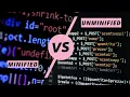 minified vs unminified source code files