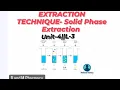 Extraction Technique - Solid Phase Extraction Advanced Instrumentation Techniques