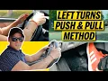 LEFT TURNS - PUSH AND PULL Steering INTERESTING TIPS on how to TURN LEFT BEGINNER Driver Lesson