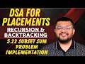 5 22 Subset Sum Problem Implementation DSA For Placements Hindi Recursion Backtracking