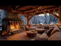[Live] Winter night in cozy cafe with soft jazz music and relaxing fireplace sounds ❄️