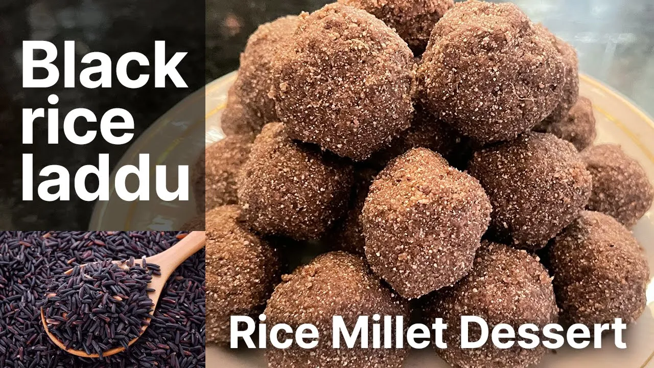 Black Rice Laddu   High Protein Laddu   Tasty Nutritious Ladoo Recipe   Karuppu Kavuni Arisi Laddu