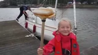 EP19 Scrubbing off…. scrubbing off our Red Fox trailer sailer that is!