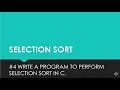 SELECTION SORT DEFINITION EXAMPLE PROGRAM