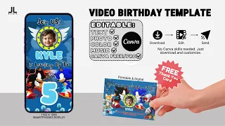 SONIC BIRT AY INVITATION TEMPLATE ON CANVA