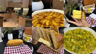 لمسة جديدة في مطبخي👌🏻كاك أسفنجي من الزمن الجميل🌹خبز كوشة اكسبراس رائع😋كيكة التفاح👍جواز إكسبراس