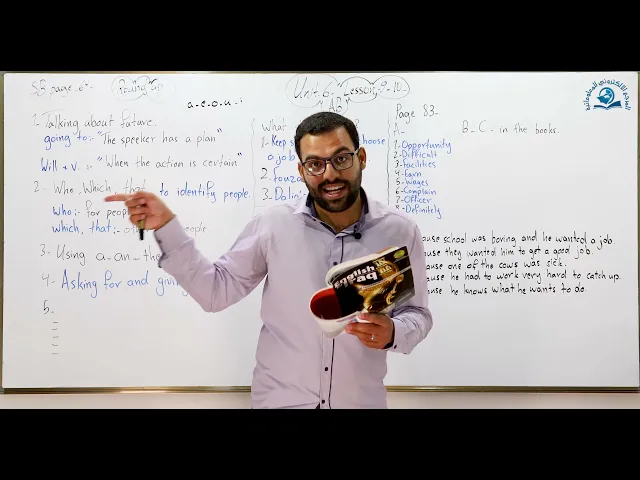 ⁣مادة اللغة الإنكليزية للصف الثالث المتوسط : الوحدة السادسة : الدرس التاسع و العاشر
