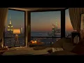 New York City Views Night in Cozy Apartment with Jazz Music for Relax and Study