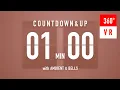 1 Minute Countdown Countup Timers VR 360 Flip Clock with Ambient Music Bells