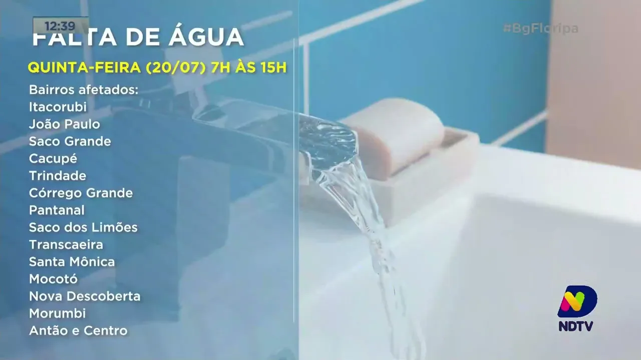 Casan alerta para redução do abastecimento de água em bairros de Florianópolis na quinta-feira