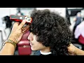 TRANSFORMATION HAIRCUT TUTORIAL TAPER NECK DESIGN CURLY TOP