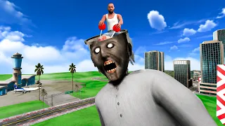 Franklin Enter Giant Granny Head and Control His Brain in Indian Bike Driving 3D