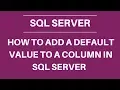 How to add a default value to a column in SQL