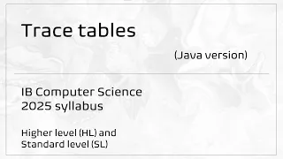 B2 4 Trace Tables IB Computer Science 2025 syllabus