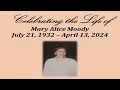 Funeral Service for Mary Moody