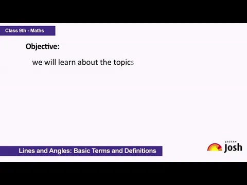 CBSE Tutorial Class 9 Mathematics Lines and Angles Basic Terms and Definitions - Mathematics video for Grade 9