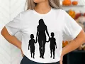 Mom with Two Kids Silhouette SVG Family Clipart Mother and Children Vector Digital Cut File