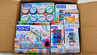 Unboxing Classic Doms Stationery 📚, F9 Liner pen, Wax Crayons, Modelling dough, Acrylic paint marker
