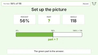 What is 56 of 118 Step-by-Step Percent