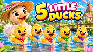 Five Little Ducks 🦆🦆🦆 | Counting Song for Kids | Nursery Rhymes | MikuTV Rhymes