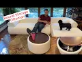 Quenvo 30 Round Storage Ottoman Coffee Table with Tray