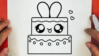 كيف ترسم كعكة كيوت وسهلة خطوة بخطوة / رسم سهل / تعليم الرسم للاطفال || Cute Cake Drawing