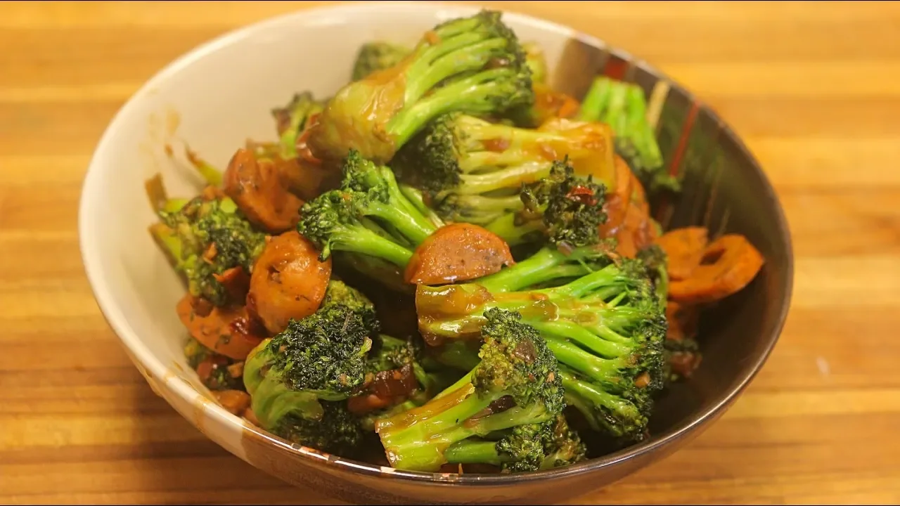 Broccoli Stir Fry w/natural chicken Sausage - healthy dinner recipes - fast chinese recipes