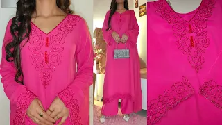Trending outfit designing ✨Party wear dress cutting and stitching/Hand embroidery 🪡 viral dress