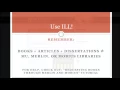 Using Interlibrary Loan ILL at MU Libraries