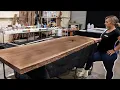 Live Edge "Black Walnut" Wood Species Plank Restaurant Tabletop: 2" THICK - Video 4 of 1