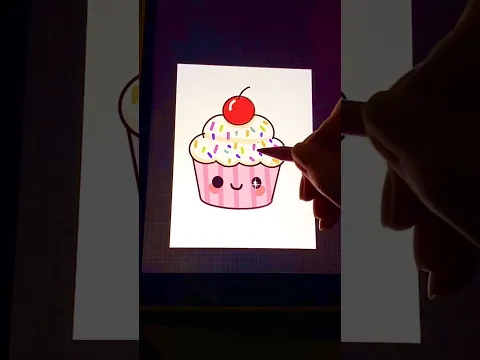 How to color kawaii cute cupcake 🧁 cute colouring for kids! #digitalart #kidsvideo