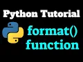 Python Tutorial in Hindi Format function in Python