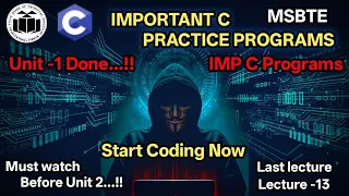 C Programming Lecture 13 Important Programs Before Unit 2 Swapping Math Functions Explained