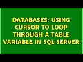 Databases Using Cursor to loop through a Table variable in SQL Server 2 Solutions