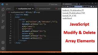 JavaScript Modify Delete Array Elements JavaScript Tutorial in Hindi Part 38