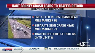 Deadly crash on I-65 in Hart County leads to traffic detour
