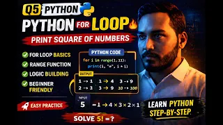 Python For Loop Print Square of Numbers Beginner Practice Step-by-Step