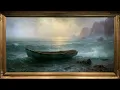 Rowboat on Stormy Sea Oil Painting 4K Vintage Art Screensaver TV