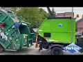 Perkins SAT Dumping to a Rear loader garbage truck