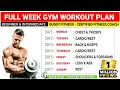 Full Week Gym Workout Plan For Muscle Gain Beginners Intermediate BuddyFitness