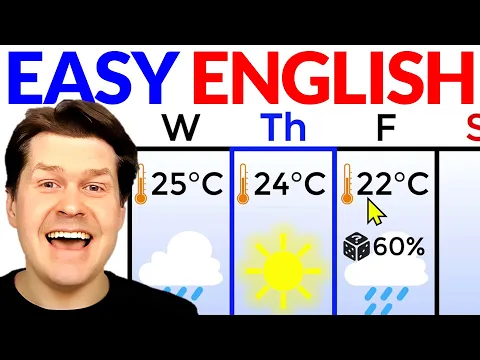 Days of the Week and Weather ☀🌧🌡Easy Inglês Iniciante Lição | Simple Input compreensível em inglês