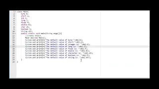 Default values for the instance variables in java