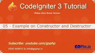 5 - Example using Constructor and Destructor CodeIgniter 3 Tutorial