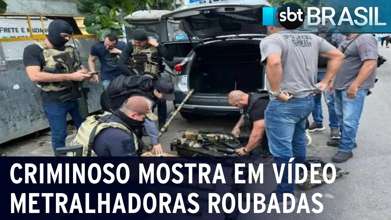 Exclusivo: Criminoso mostra em vídeo metralhadoras roubadas em SP | SBT Brasil (28/10/23)