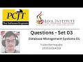 Question Set 03 Database Management Systems Java Institute