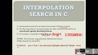 INTERPOLATION SEARCH ALGORITHM - WITH Examples CODE